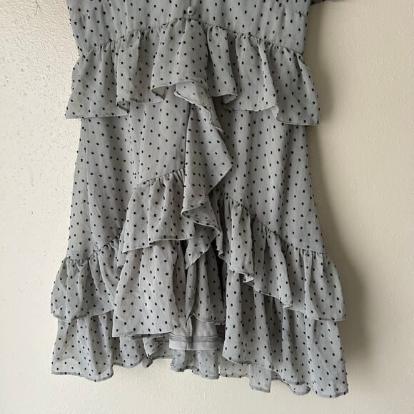 INA Dusky Blue Polka Dot Ruffle Dress Size Small - Picture 7 of 11